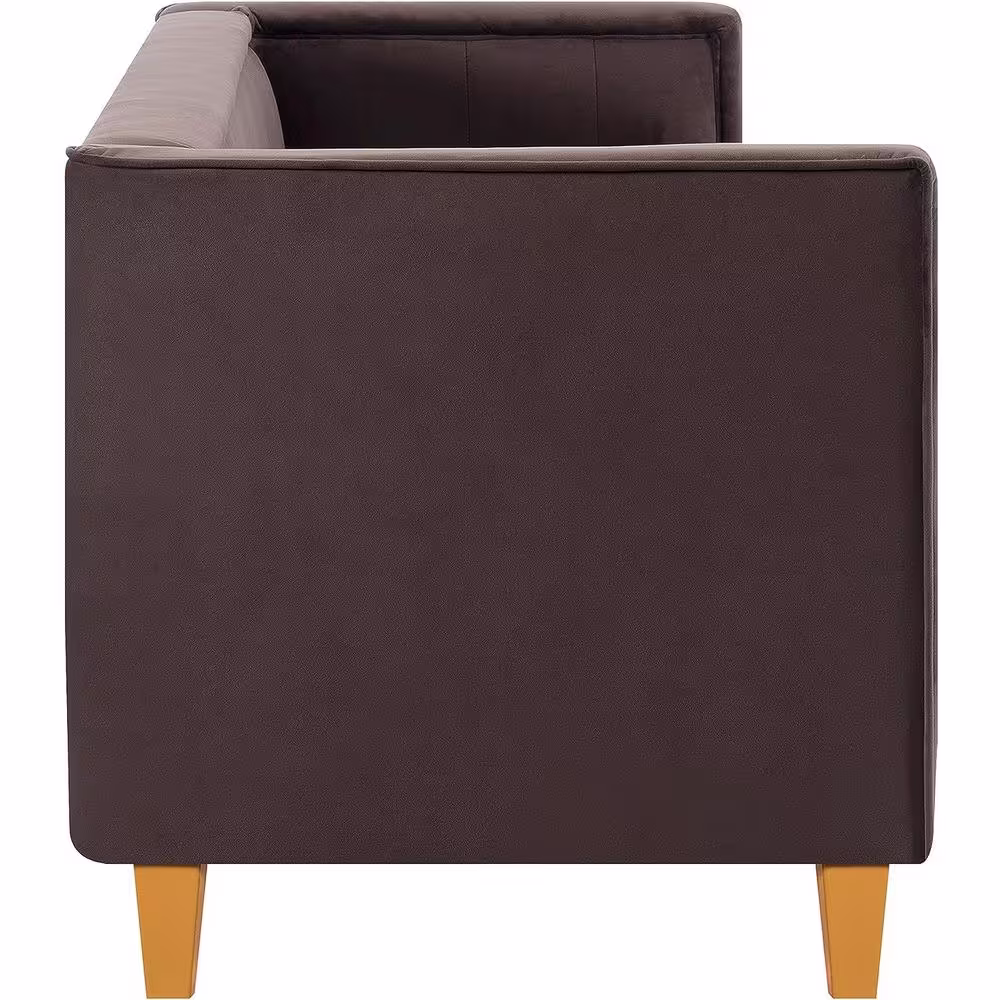 None 83.5 in Wide Square Arm Velvet Rectangle Sofa in. Espresso