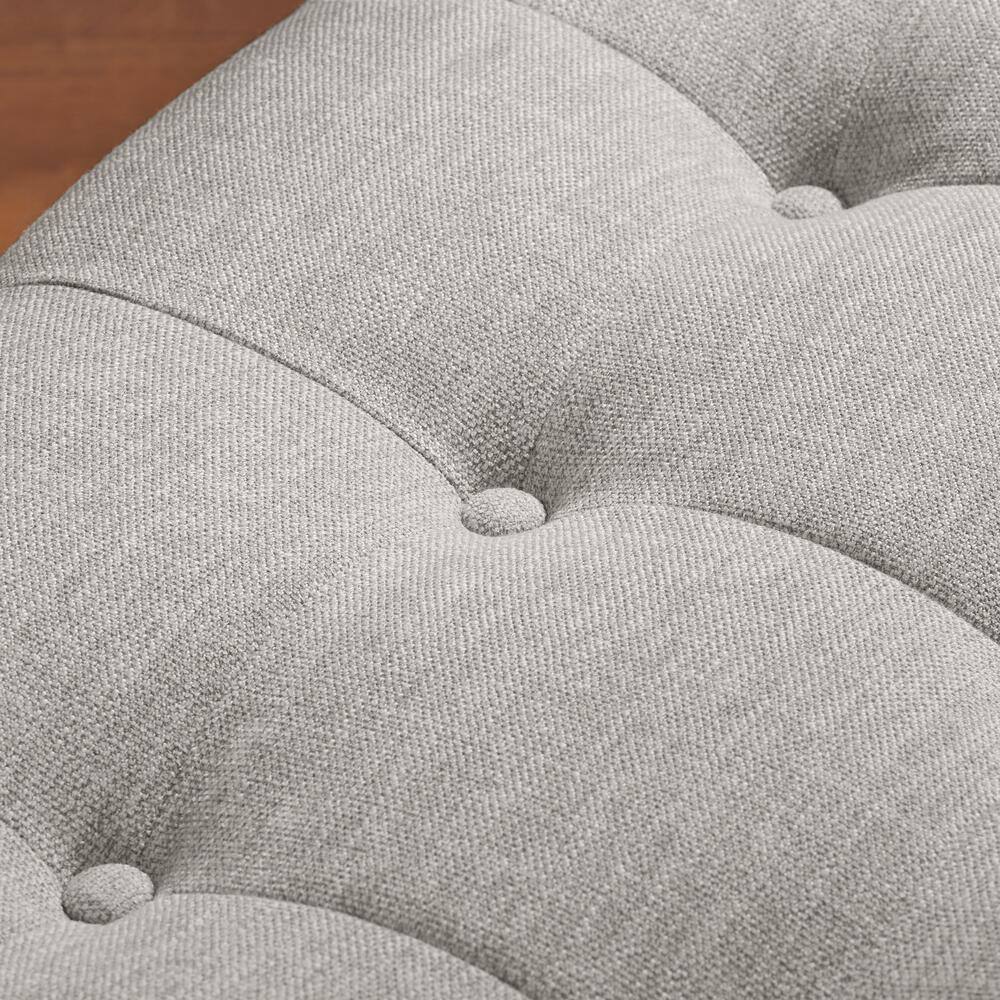 StyleWell Whaverton Dining & Living Upholstered Accent Bench in Stone Gray with Oak Base (48