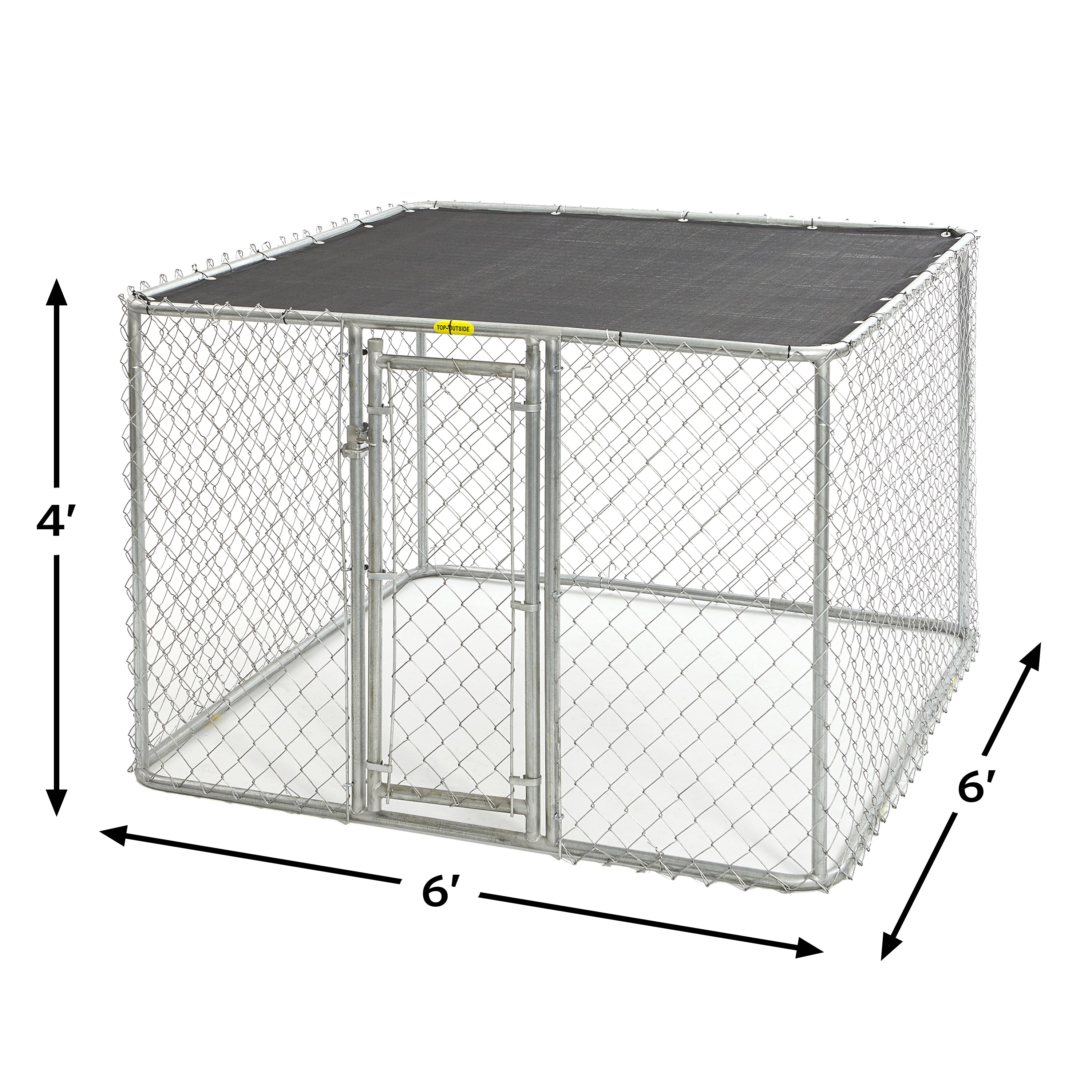 Chain Link Portable Outdoor Dog Kennel | Outdoor Dog Kennel Measures 6'x'6'4' and Includes Sunscreen