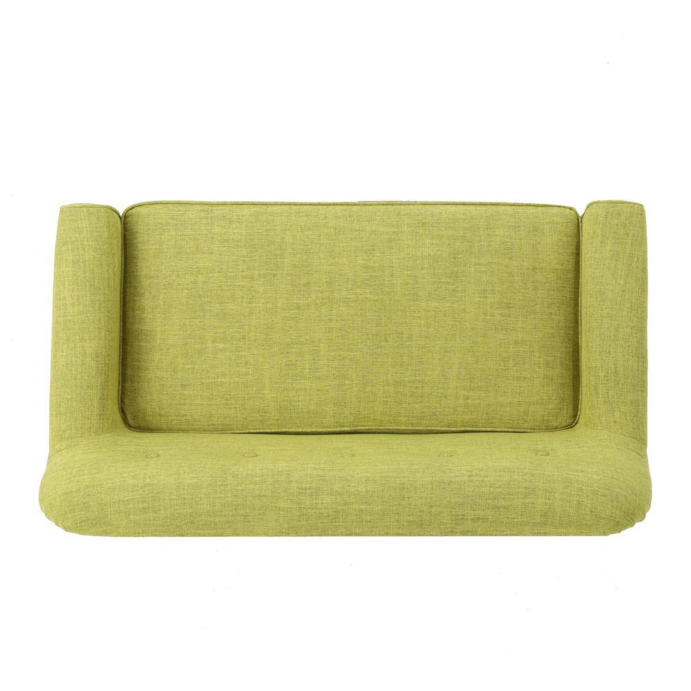 None Mariah Muted Green Polyester 2-Seater Loveseat with Tapered Wood Legs