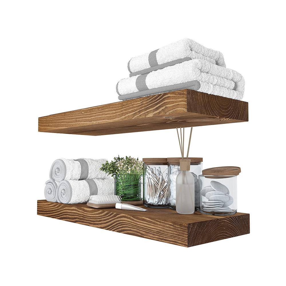 None 1.2 in. H x 16 in. W x 6.7 in. D Solid âWood Floating Wall Shelf (Set of 2)