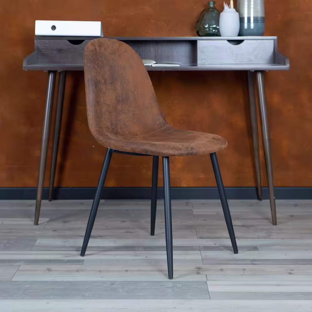 Homy Casa Charlton Brown Faux Suede Upholstered Dining Chairs (Set of 4)