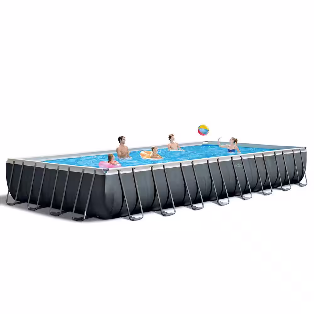 Intex 16 ft. x 32 ft. Rectangular 52 in. Swimming Pool Set with Maintenance Kit