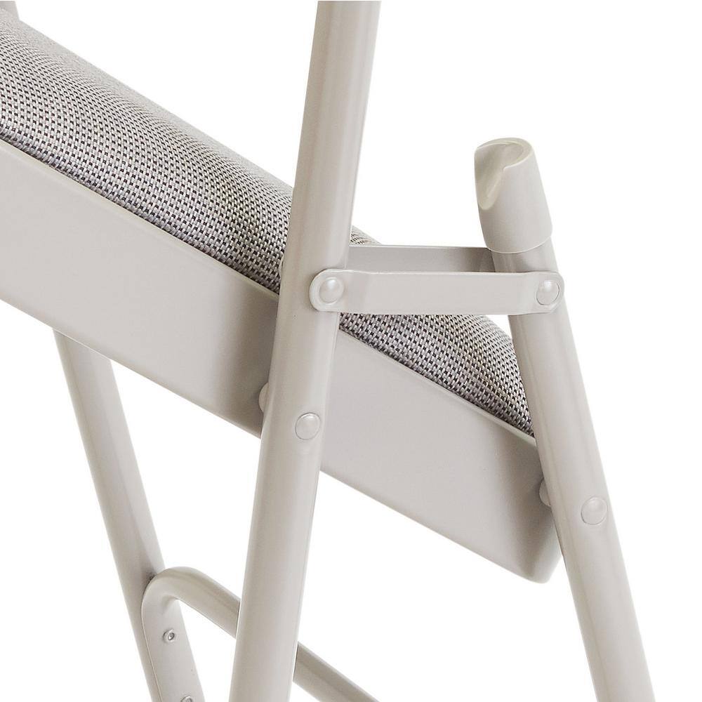 National Public Seating Grey Fabric Padded Seat Stackable Folding Chair (Set of 4)