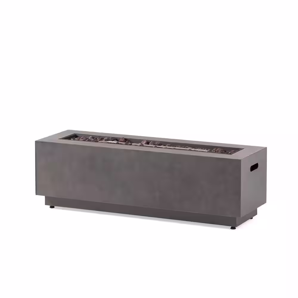 Noble House Reign Concrete Rectangular Metal Fire Pit (No Tank Holder)