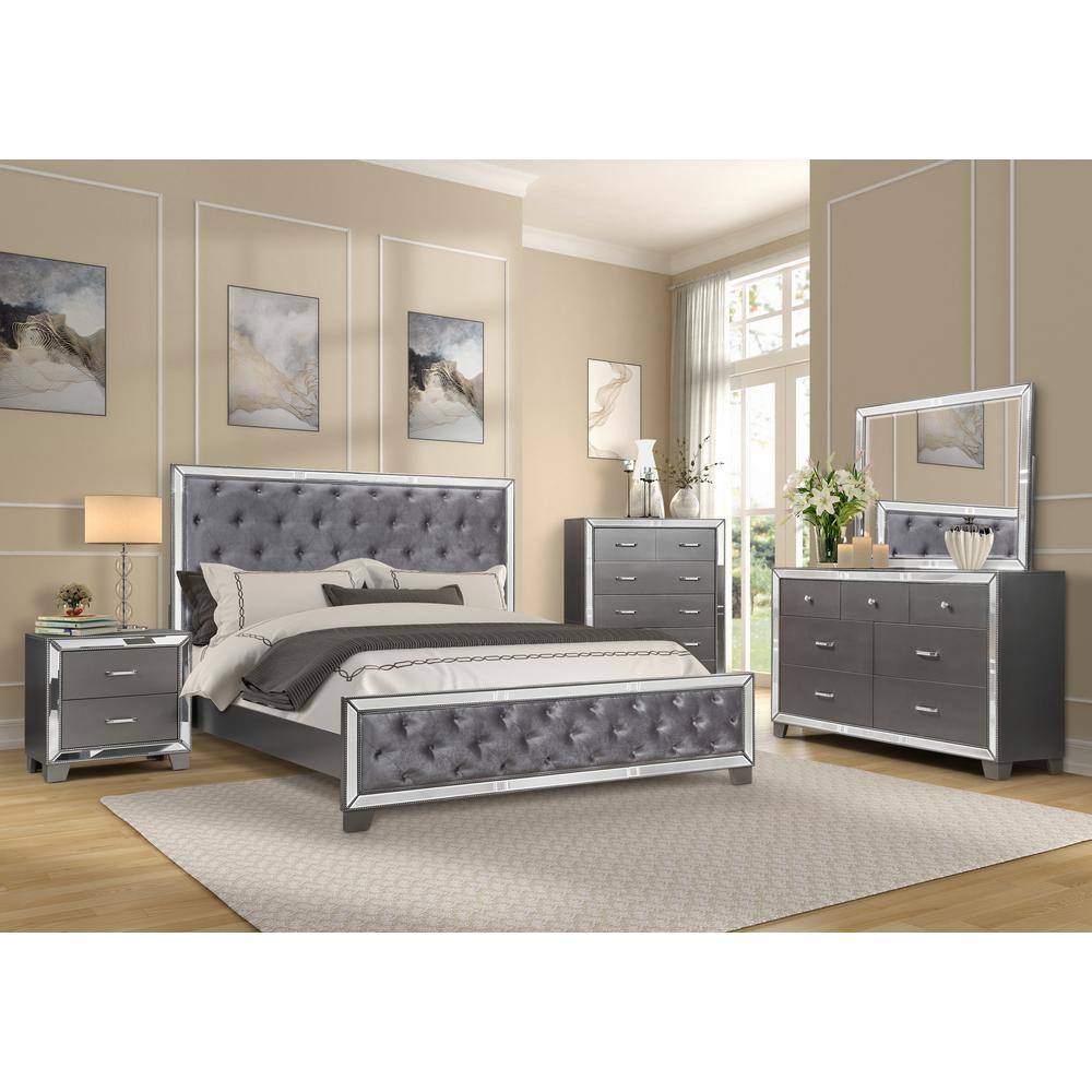 None Barbara Traditional Sedona Silver King Bedroom Set (5-Piece)