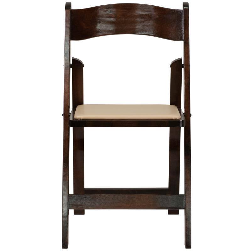 Siavonce Hercules Series Fruitwood Wood Folding Chair with Vinyl Padded Seat
