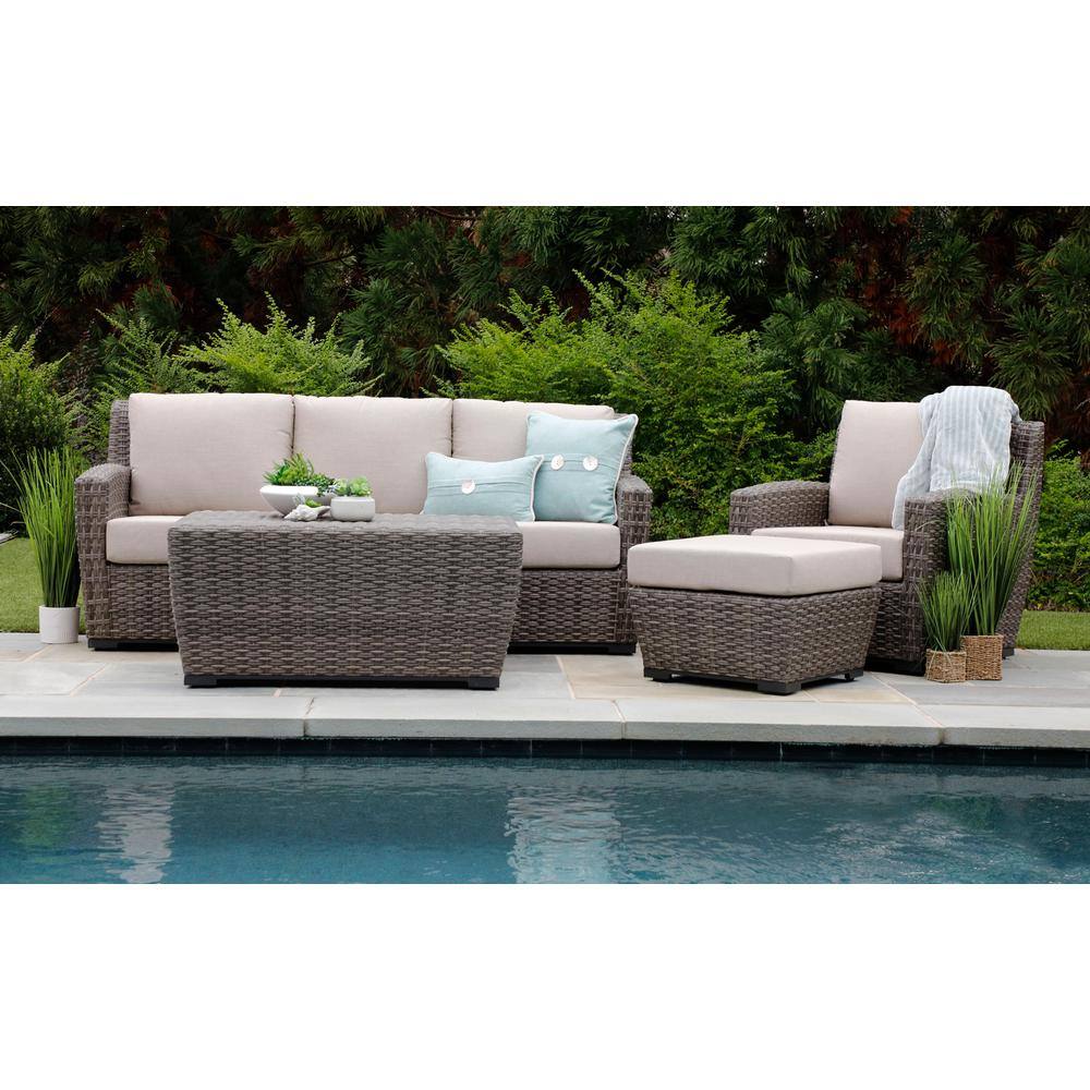 Canopy Linden 4-Piece Resin Wicker Patio Deep Seating Set with Sunbrella Cast Ash Cushions
