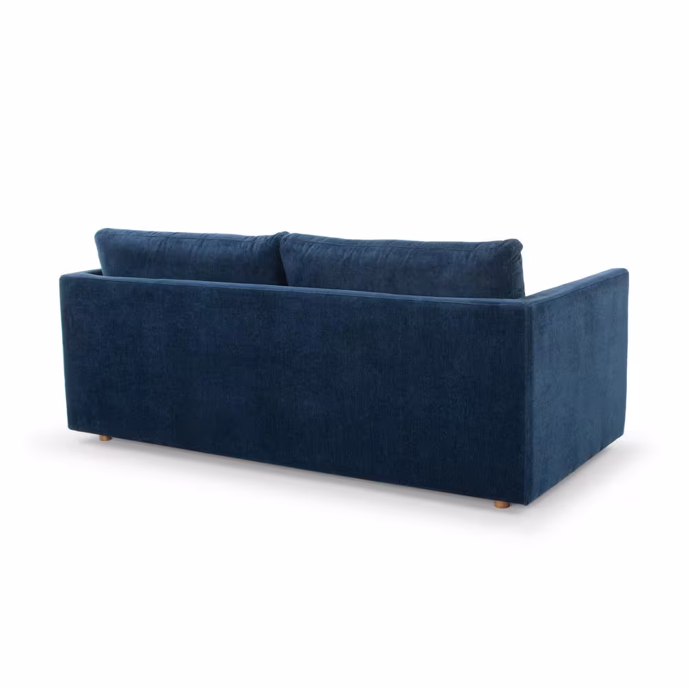 Vifah Premium 76 in. Square Arm Fabric 2-Seater Straight Sofa with Back Cushions in Navy Blue