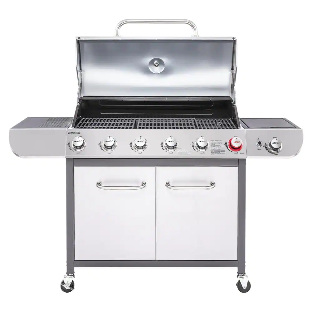 Royal Gourmet 6-Burner BBQ Stainless Steel Gas Grill with Sear and Side Burners, Liquid Propane Cabinet Style Gas Grill, 71,000 BTU