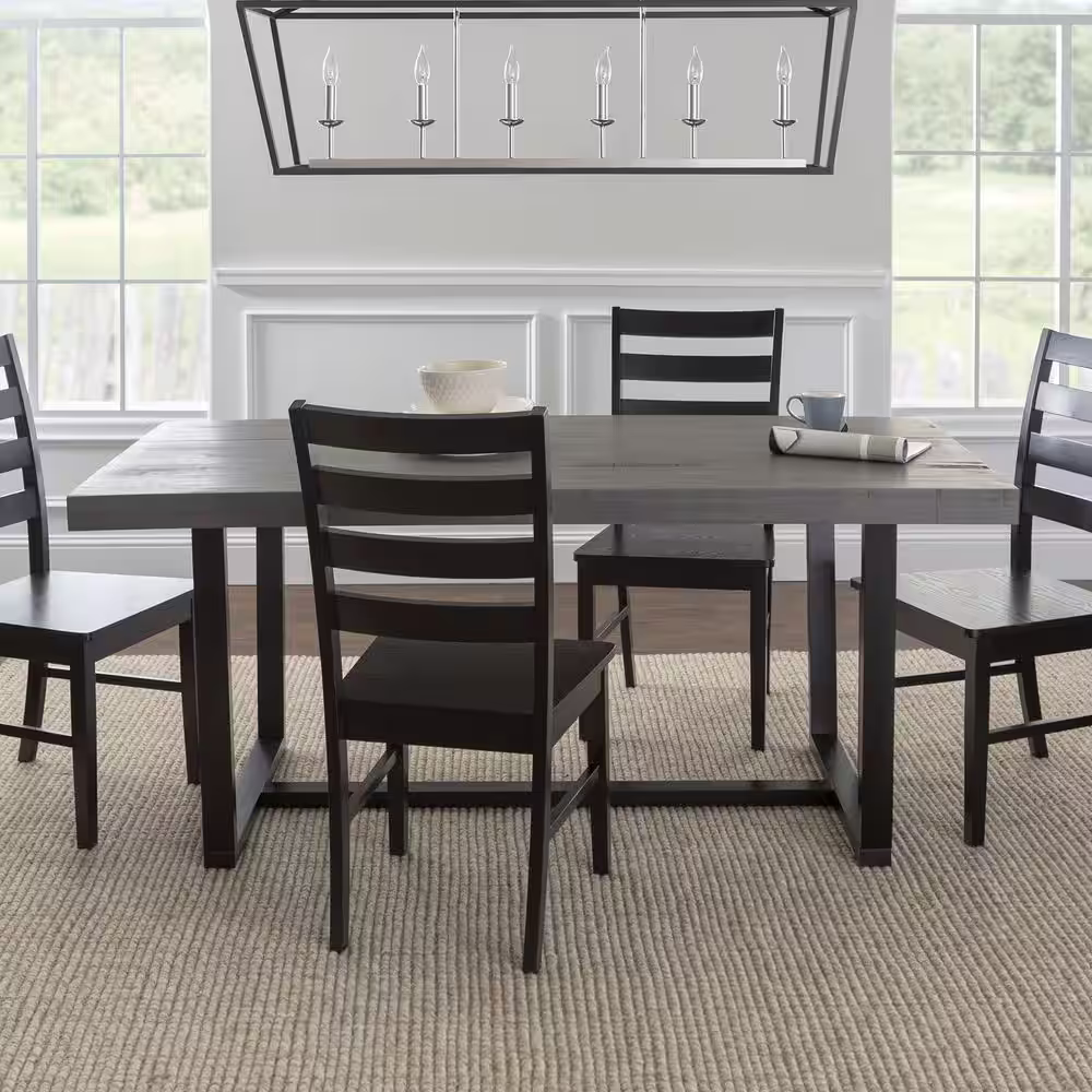 Welwick Designs 5-Piece Grey/Black Farmhouse Dining Set Seats 4