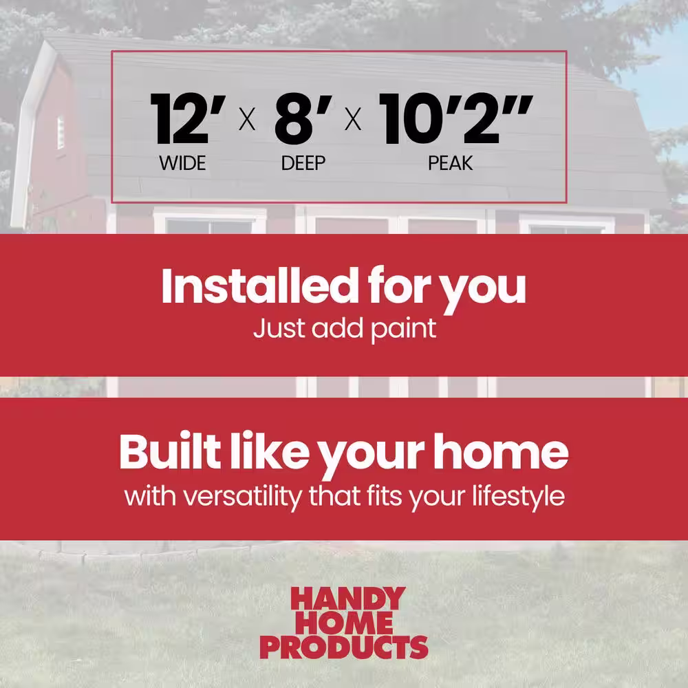 Handy Home Products Professionally Installed 12 ft. x 8 ft. Briarwood Deluxe Floor Wood Storage Shed- Driftwood Grey Shingles (96 sq. ft.)