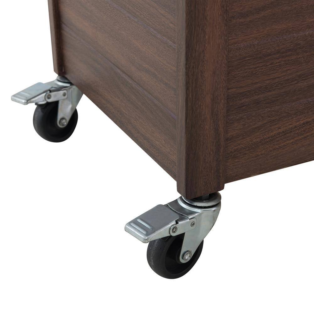 Sunjoy IceCove Brown Metal Rolling Serving Trolley Marble Countertop Bar Cart with 80 qt. Ice Chest Cooler