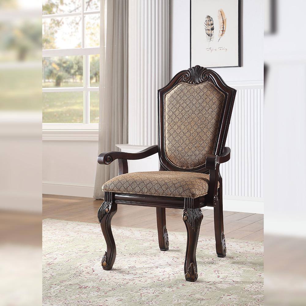 Acme Furniture Chateau De Ville Fabric and Espresso Arm Chair (Set-2)