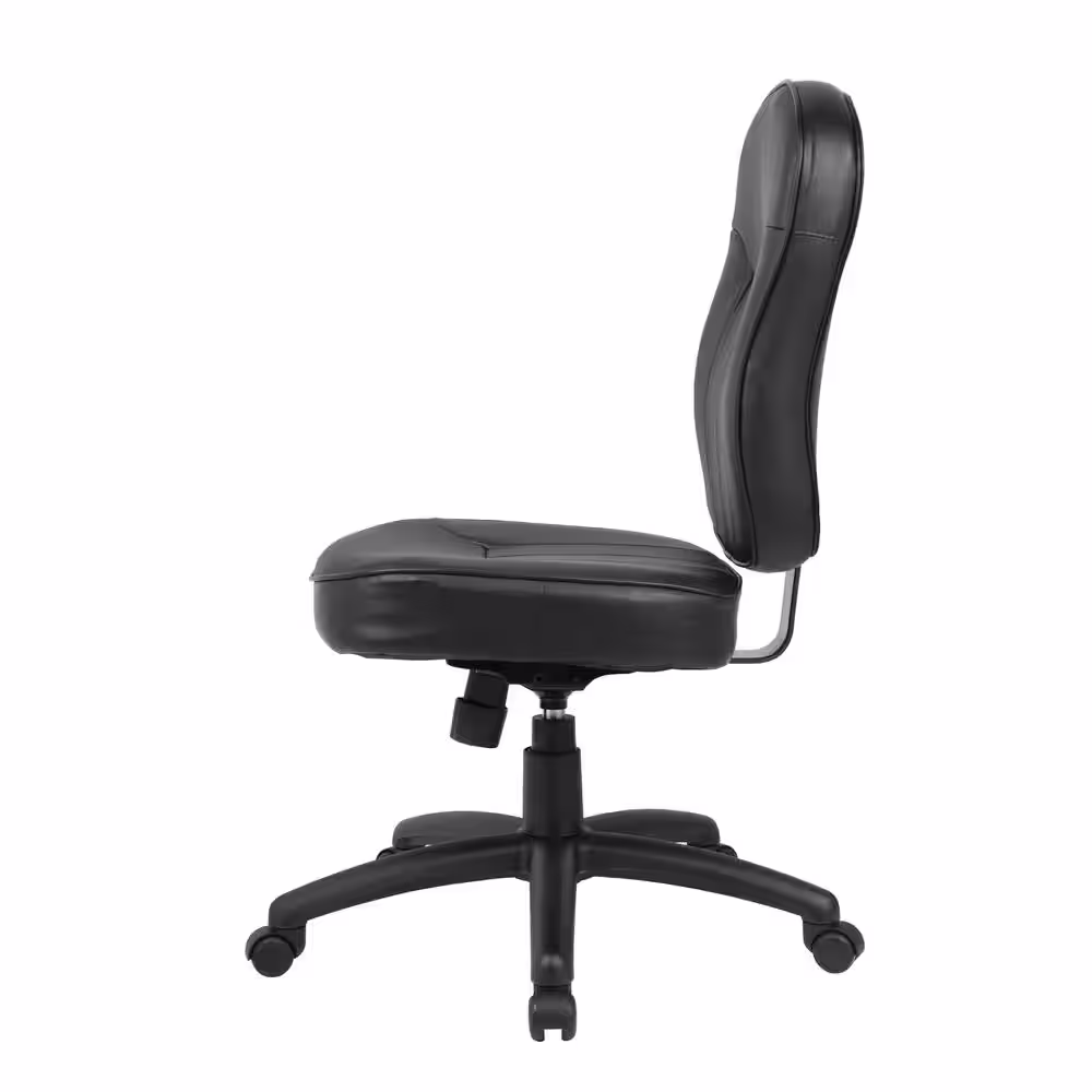 BOSS Office Products Black Leather Armless Task Chair with Swivel Seat