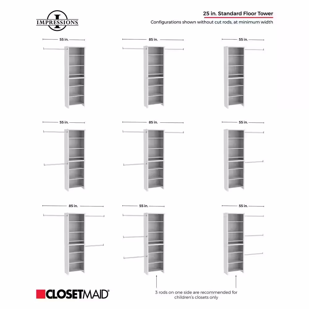ClosetMaid Impressions Basic Plus 60 in. W - 120 in. W White Wood Closet System