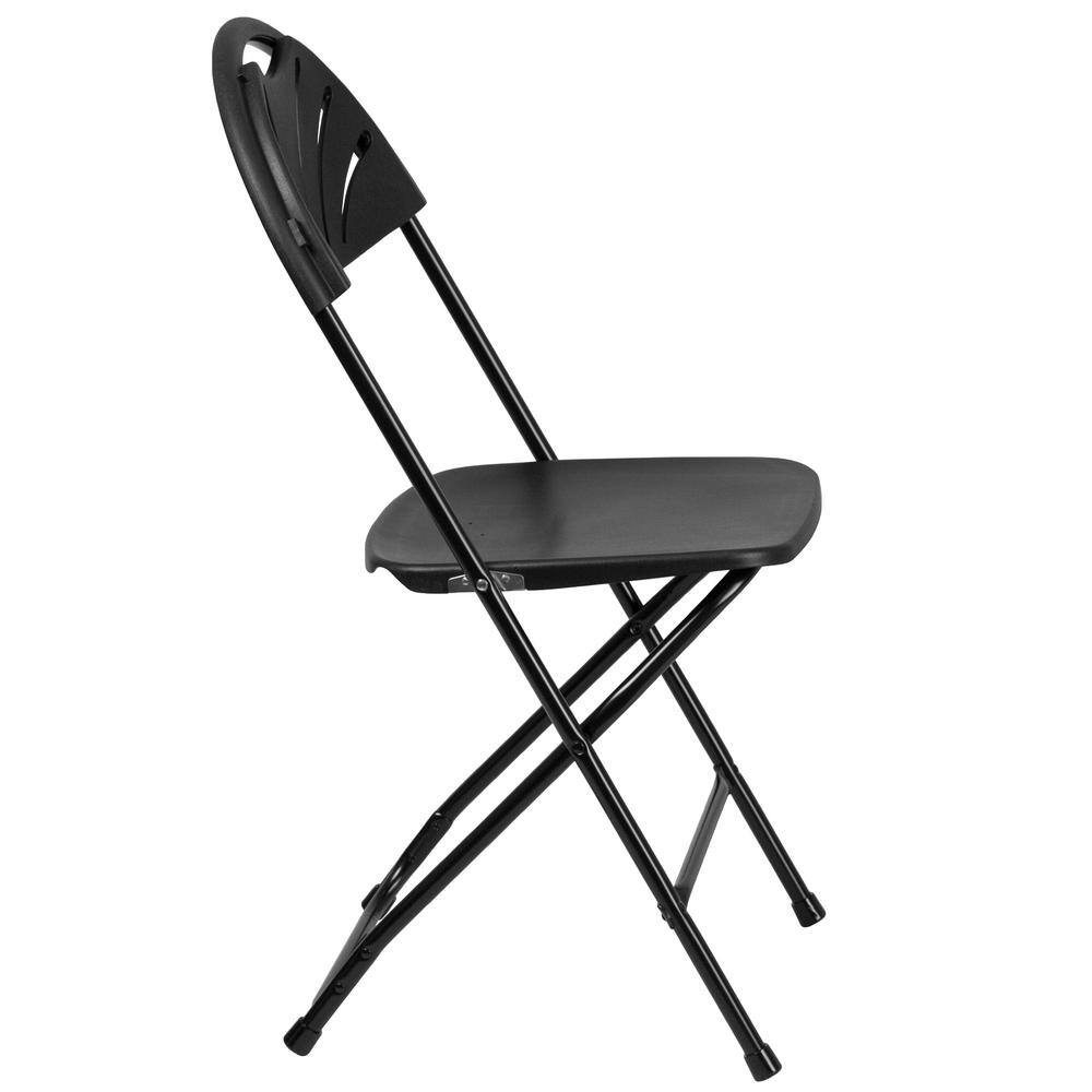 Carnegy Avenue Black Plastic Seat with Metal Frame Folding Chair (Set of 2)
