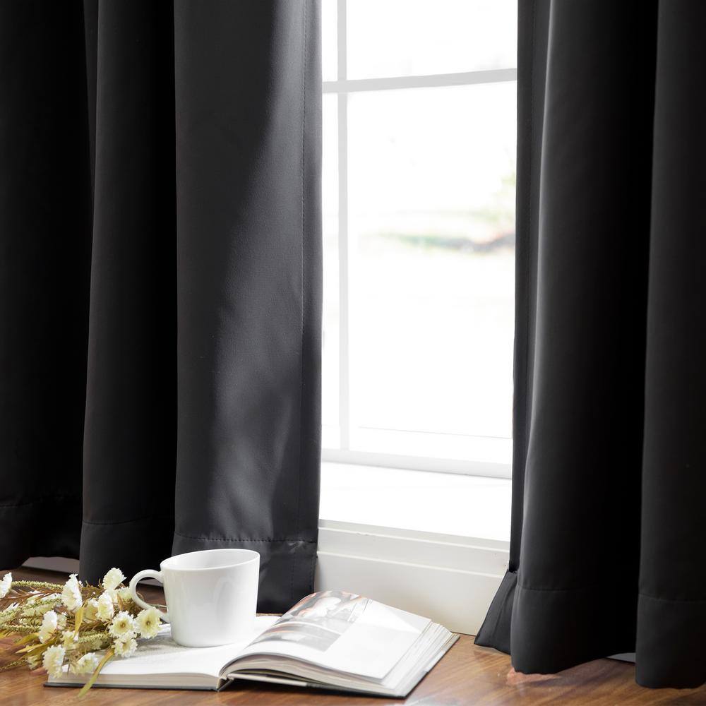 Best Home Fashion Dark Grey Grommet Blackout Curtain - 52 in. W x 96 in. L (Set of 2)
