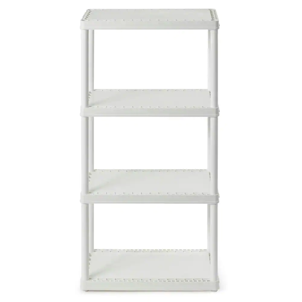 GRACIOUS LIVING White Solid Plastic Easily Assembled Light Duty Shelving Unit 24 in. L x 12 in. W x 48 in. H