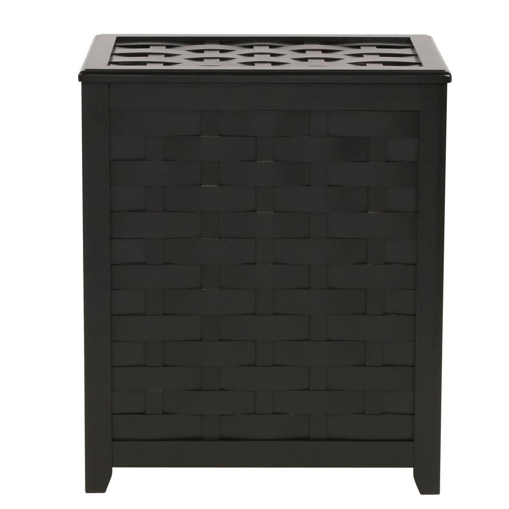 Oceanstar Dark Mahogany Rectangular Weave Laundry Hamper