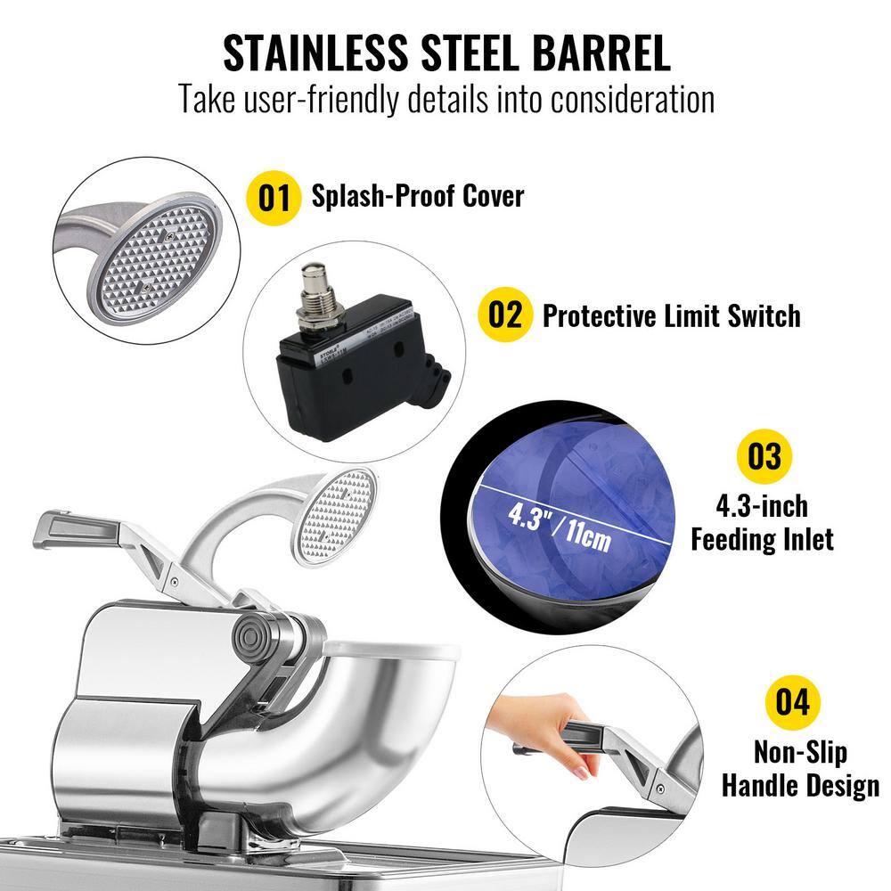 1196 oz. White Commercial Ice Crusher ETL Approved Stainless Steel Electric Snow Cone Machine