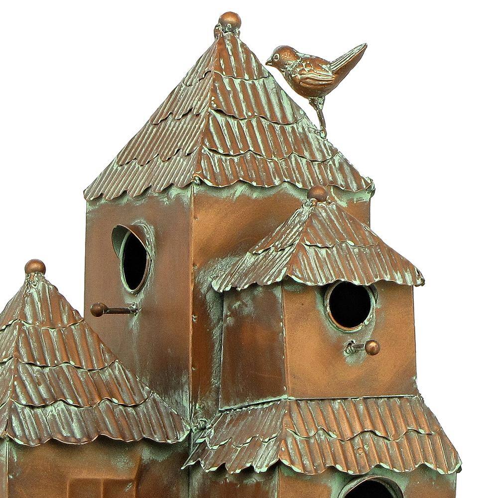 Zaer Ltd. International Plumsteadville Copper Multi-Bird Condominium Birdhouse Stake