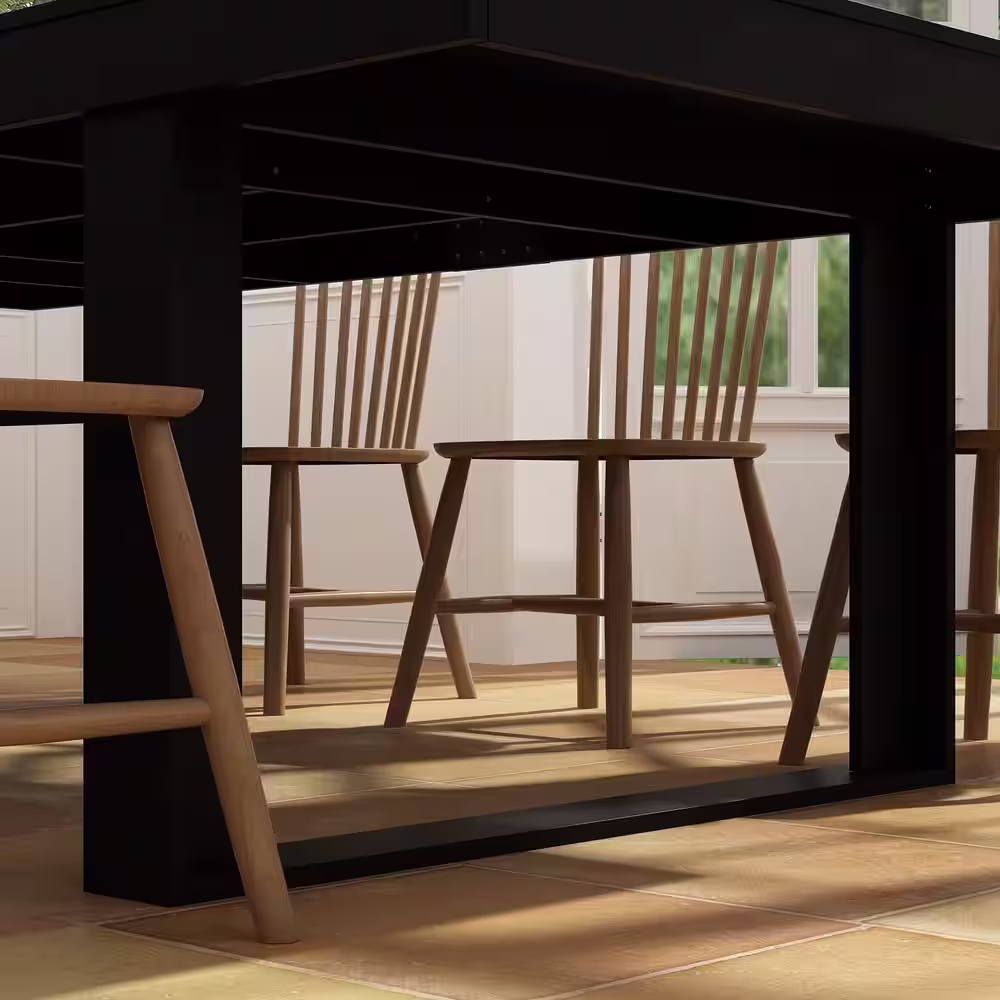 None Black Walnut Wood 86.8 in. W Trestle Dining Table, Meeting Table Seat 10+