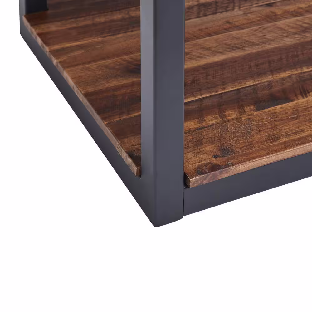 Alaterre Furniture Claremont 40 in. Rustic Wood Bench with Low Shelf