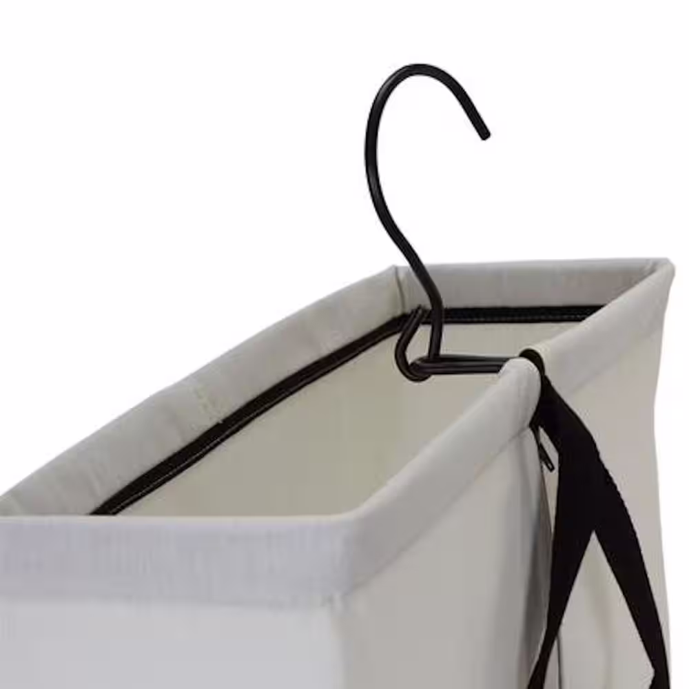 HOUSEHOLD ESSENTIALS White Hanging Laundry Bag with Black Trim