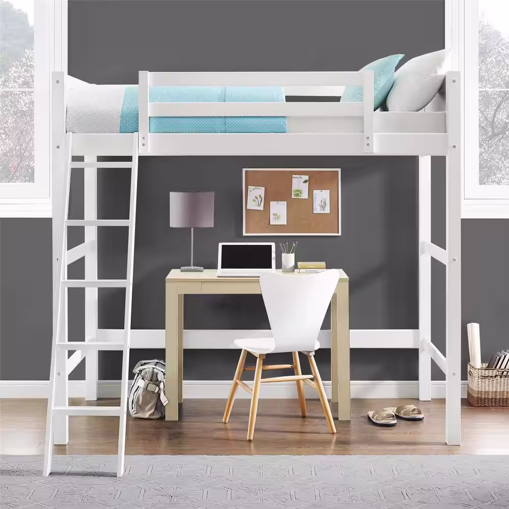 Dorel Living Lynn White Wood Twin Loft Bed