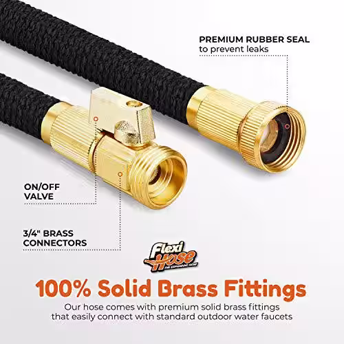 None Flexi Hose 3/4 in x 75 ft. Expandable Garden Hose, Lightweight and No-Kink Flexible, Black