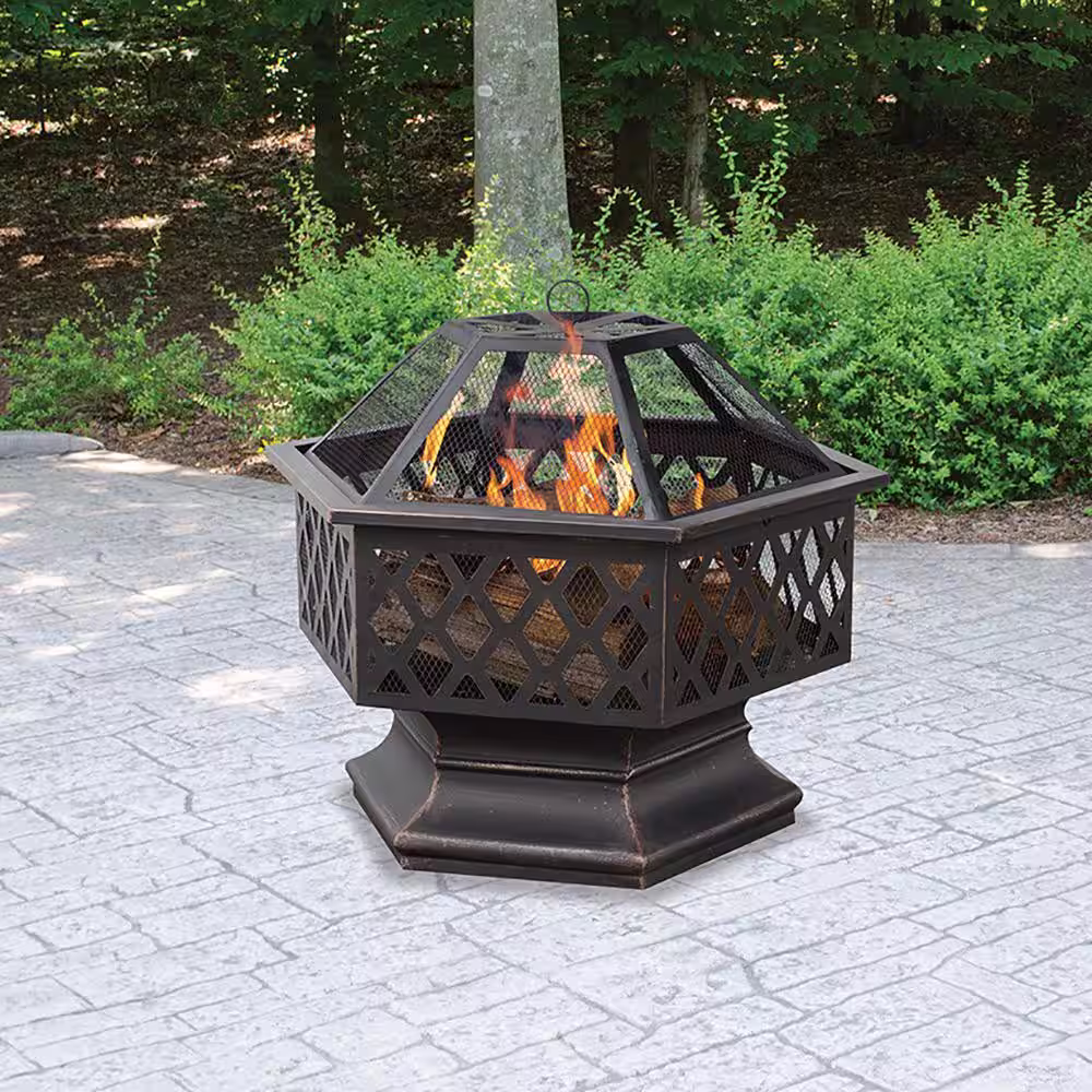 Endless Summer 24 in. Diameter Hex Shaped Lattice Fire Pit in Oil Rubbed Bronze