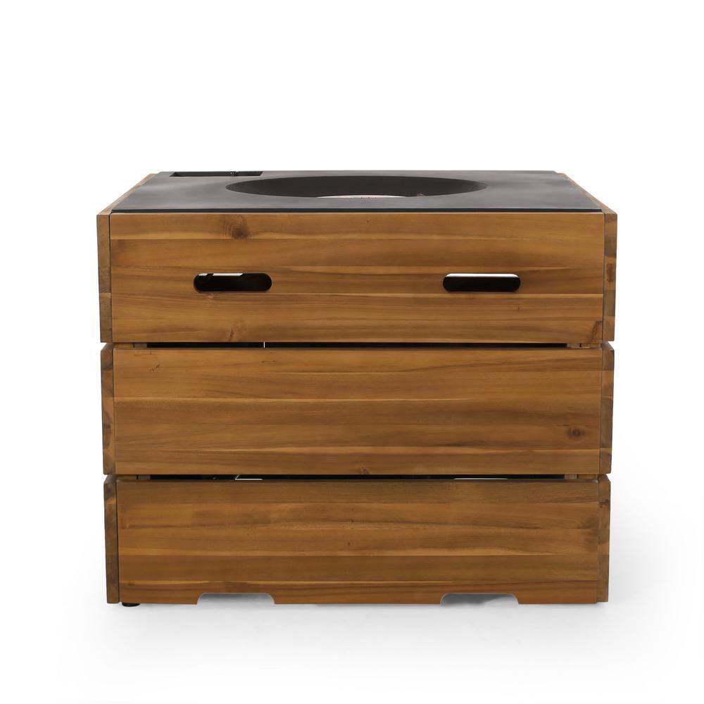 Noble House Barnsley Teak Square Wood Fire Pit Table