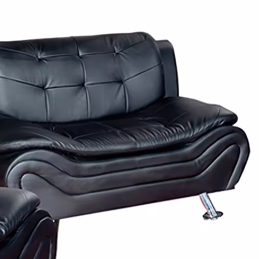 Star Home Living 3-Piece Black Leather Sofa Set