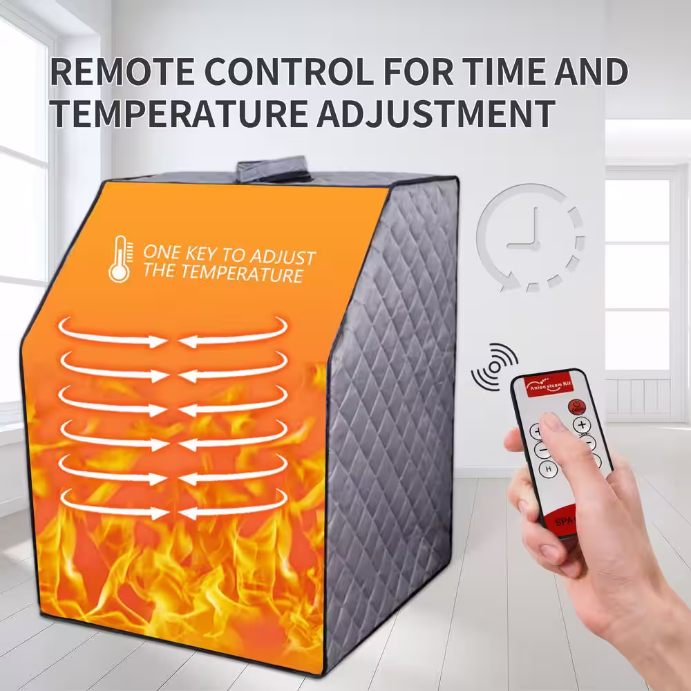 None 1-Person Full body Gray Steam Sauna with Foldable Chair