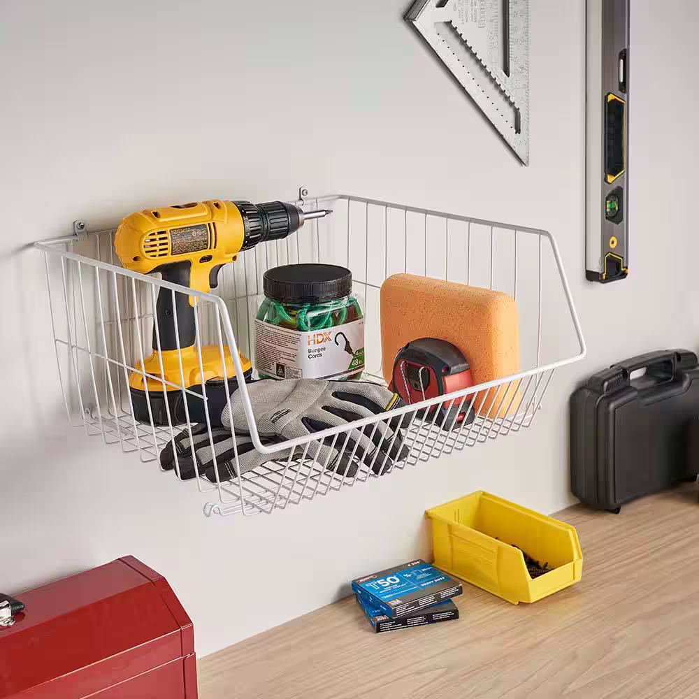 ClosetMaid 8.25 in. H x 16.375 in. W White Steel 1-Drawer Close Mesh Wire Basket