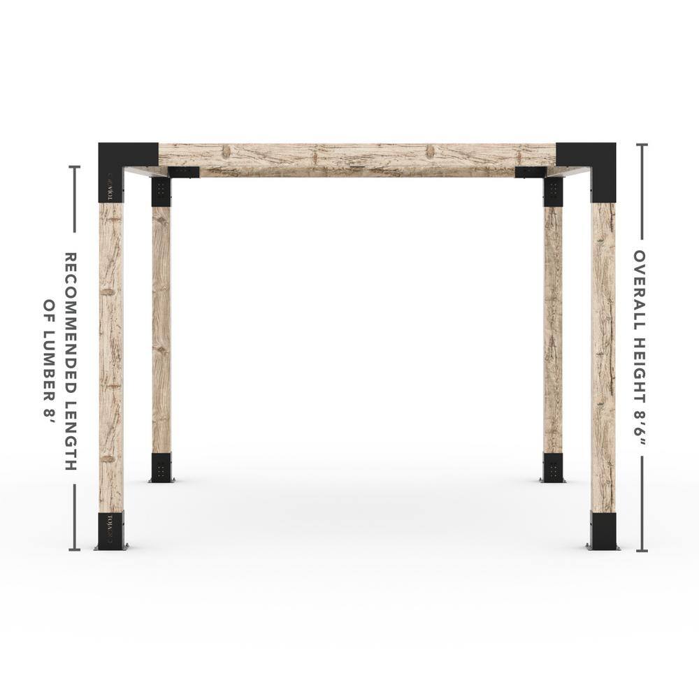 TOJA GRID 10 ft. L x 12 ft. W Pergola Kit with White Shade Sail, 6x6 Wood