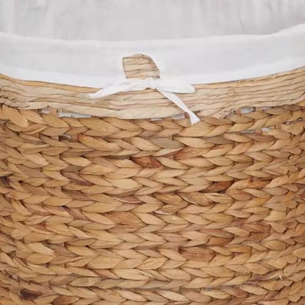 HOUSEHOLD ESSENTIALS Natural Water Hyacinth Laundry Hamper with Liner