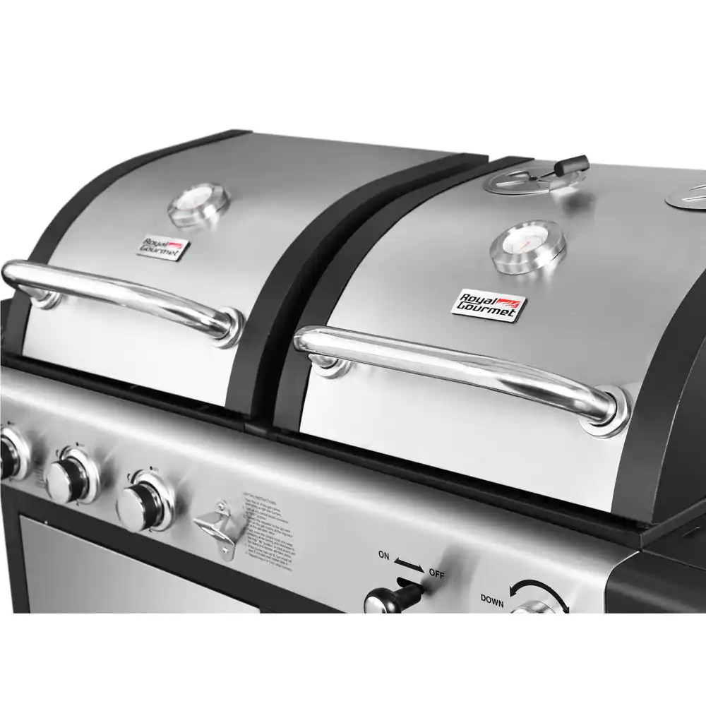 Royal Gourmet 3-Burner Propane Gas and Charcoal Combo Grill in Black with Grill Cover