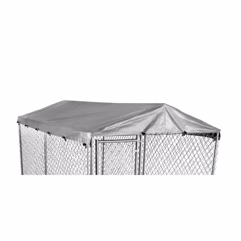 None 6 ft. x 10 ft. Outdoor Waterproof Roof for Chain Link Dog Kennel