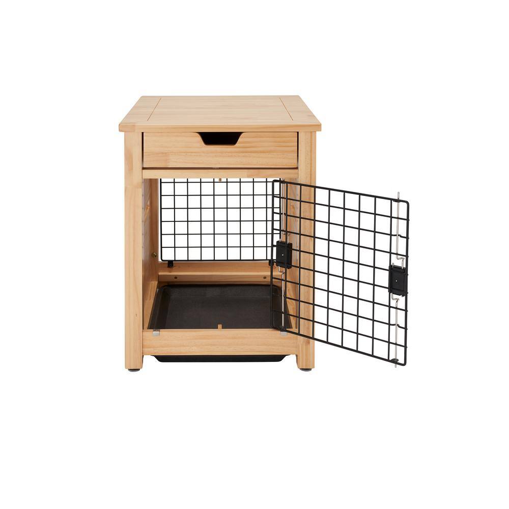 TRINITY 18 in. Pet Crate End Table w/Drawer - Natural