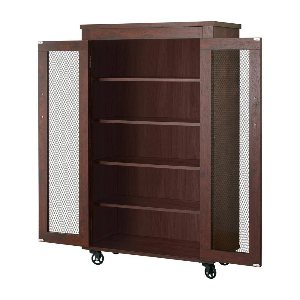 Furniture of America 52.2 in. H x 31.5 in. W Brown Particle Board Shoe Storage Cabinet