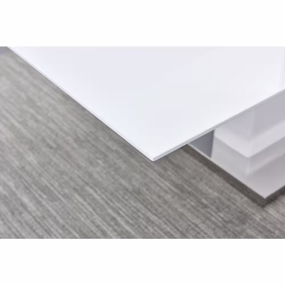 None Calpurnius Extendable 71 in. or 95 in. Modern White Rectangular Dining Table