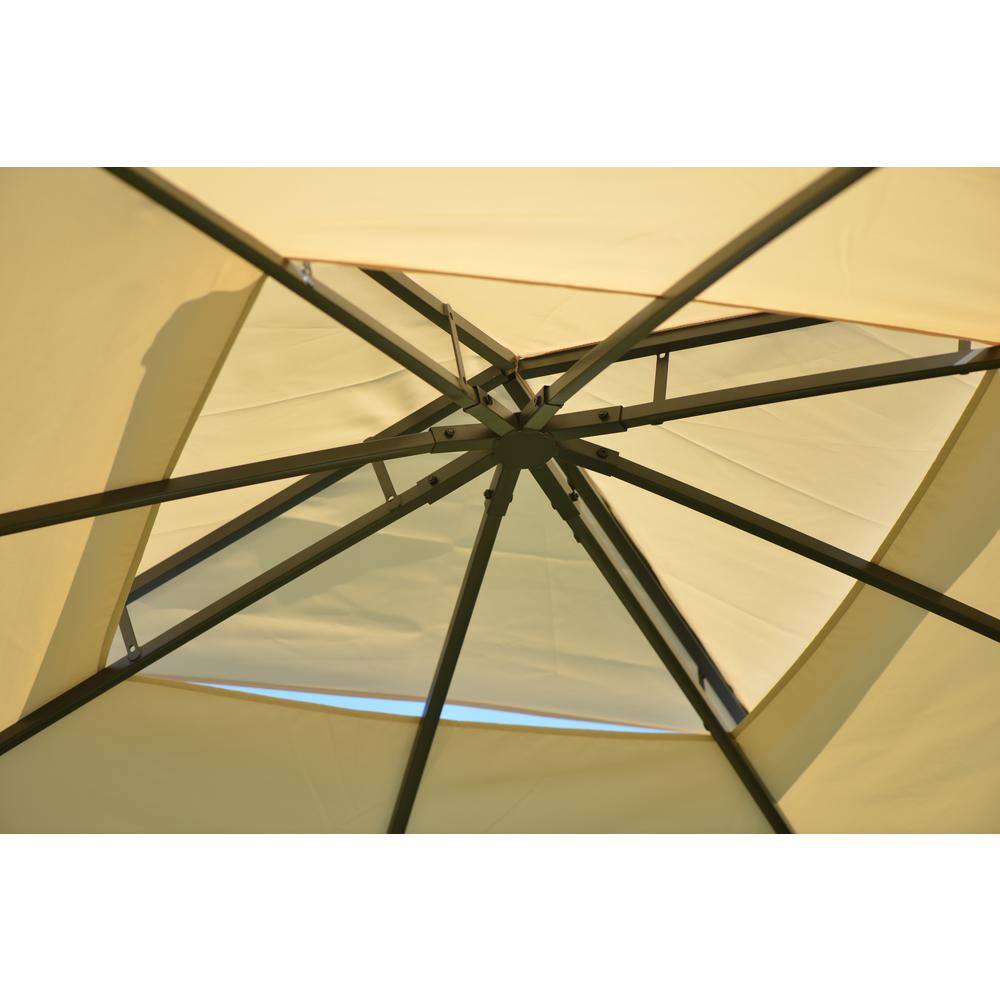 Nestfair Beige 11 ft. x 12 ft. Double Tiered Gazebo Canopy with UV Protection