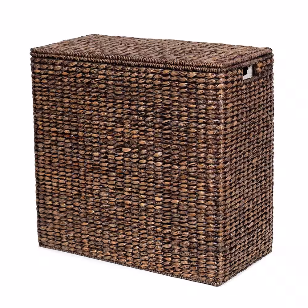 BirdRock Home Brown Oversized Divided Hamper with Liners and Lid - Brown Wash - 2 Liners