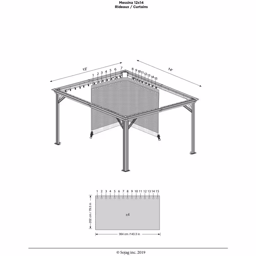 Sojag Monaco/Messina/Mykonos 12 ft. x 14 ft. Spun Polyester Curtains in Taupe