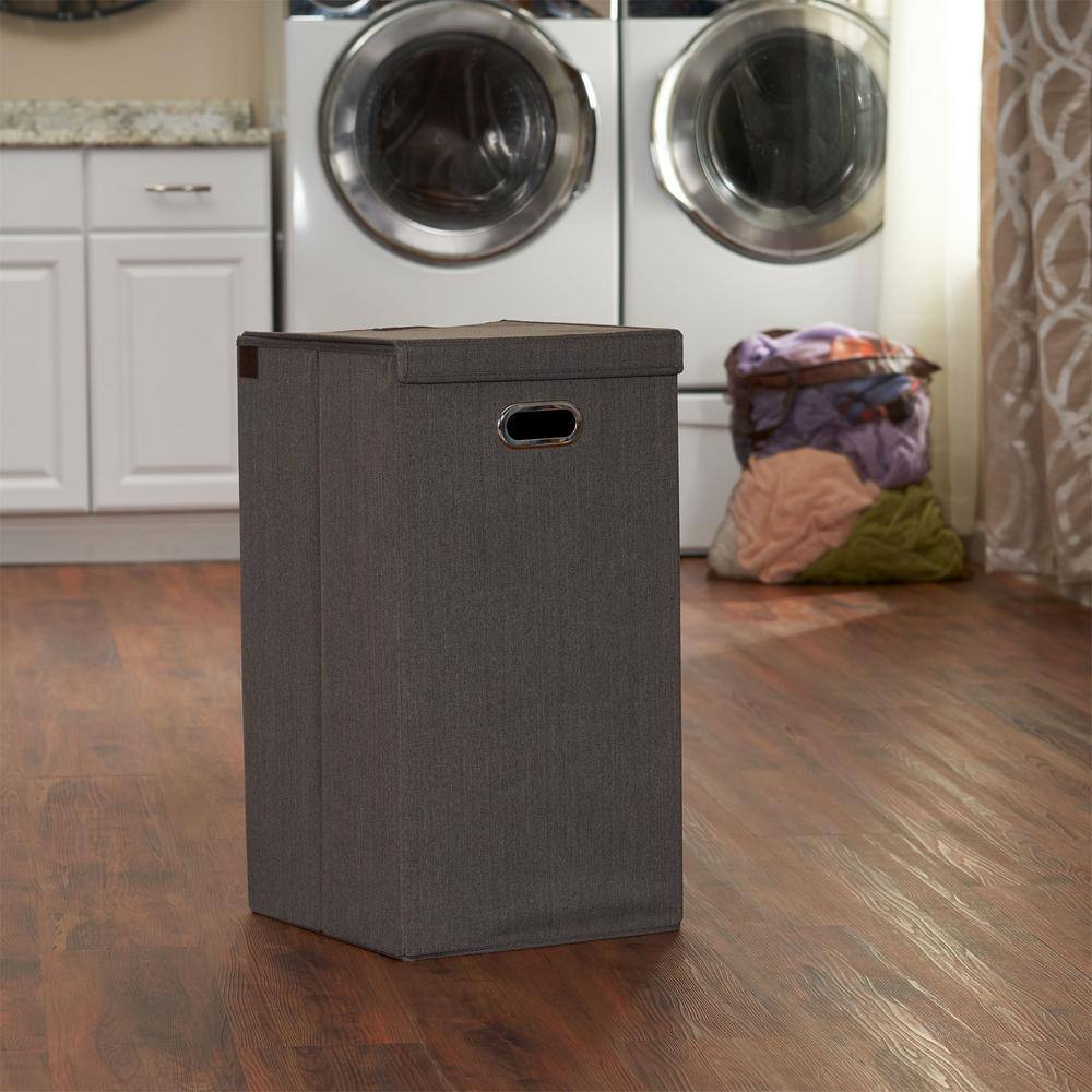 None Cobblestone Collapsible Laundry Hamper with Lid