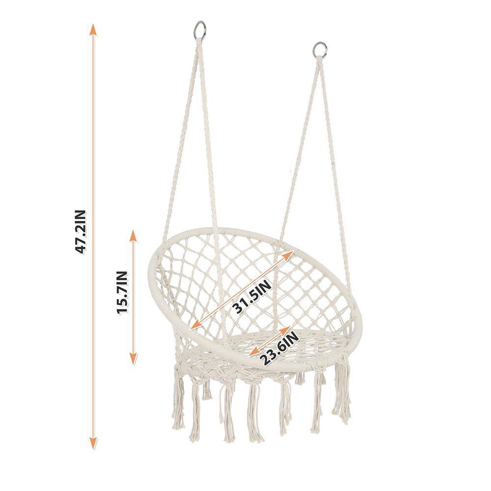None 31.5 in. Indoor/Outdoor Macrame Hammock Swing Chair