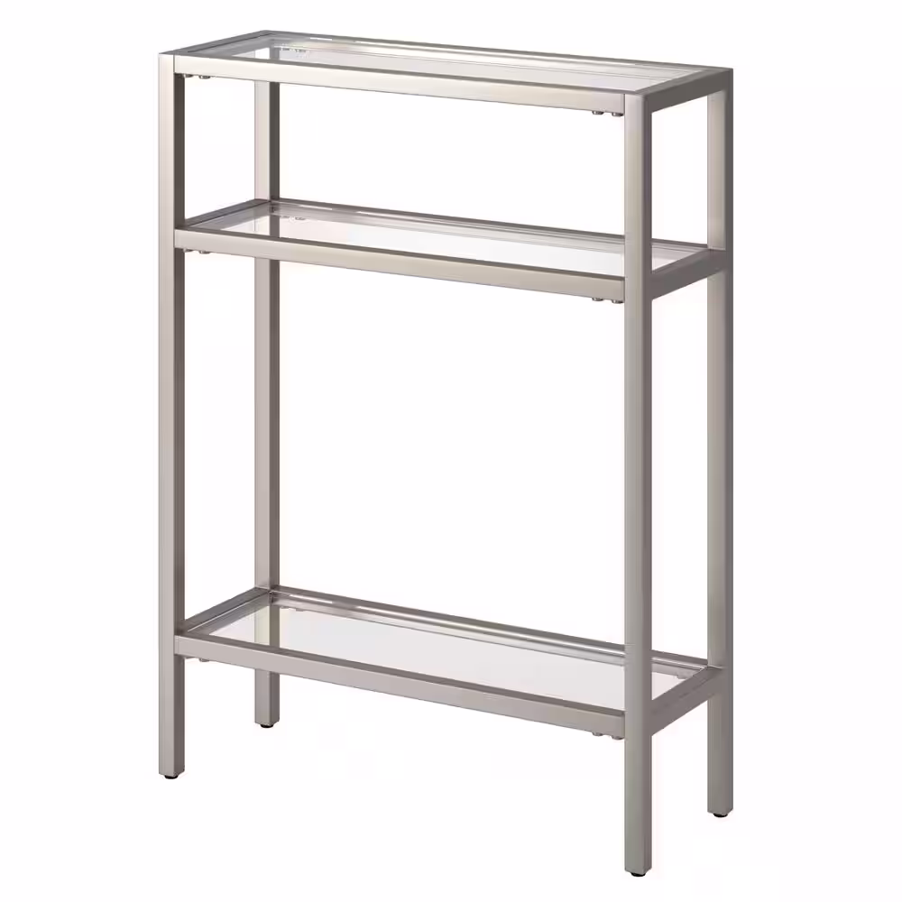 Meyer&Cross Sivil 22 in. Satin Nickel Rectangle Glass Console Table