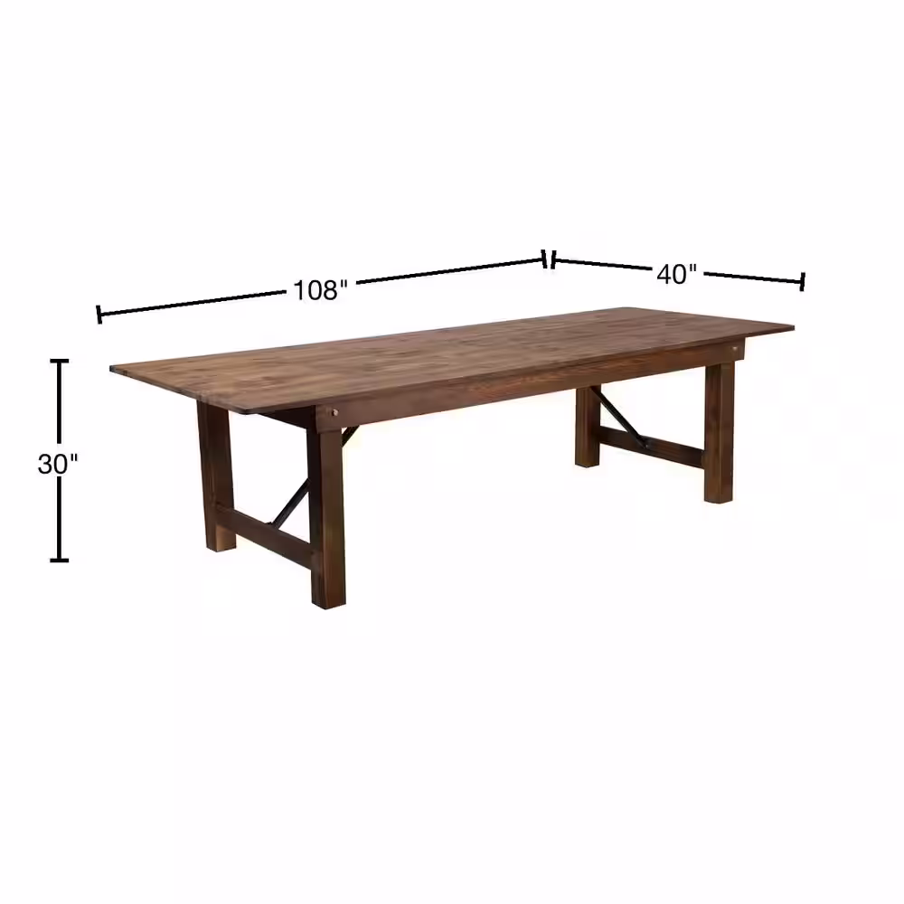 Carnegy Avenue Antique Rustic Wood 4-Leg Dining Table Seats 10